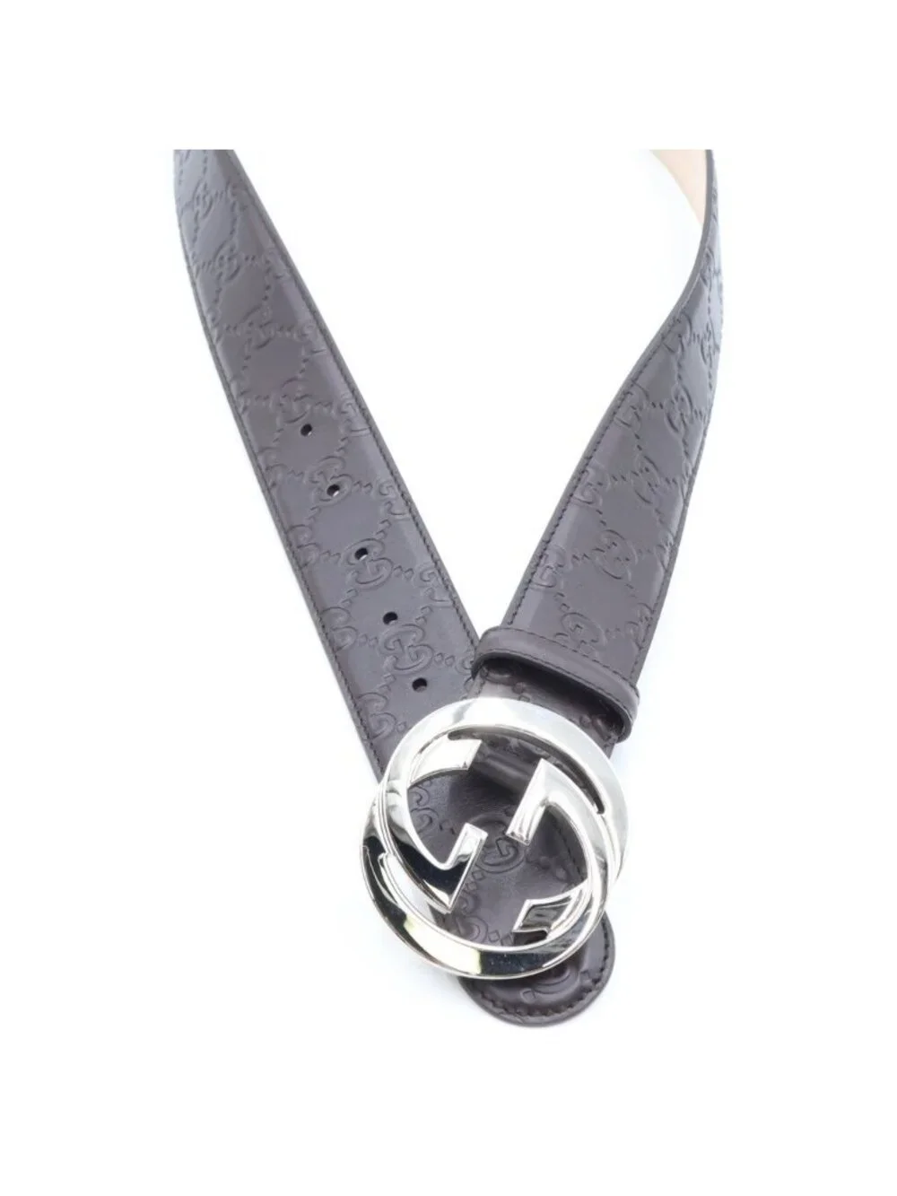 Gucci Guccissima Interlocking G Belt Brown Leather